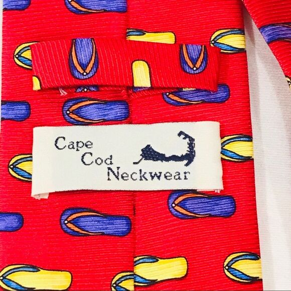 Cape Cod Neckwear Flip Flops Tie Red Yellow Purple - Picture 4 of 6